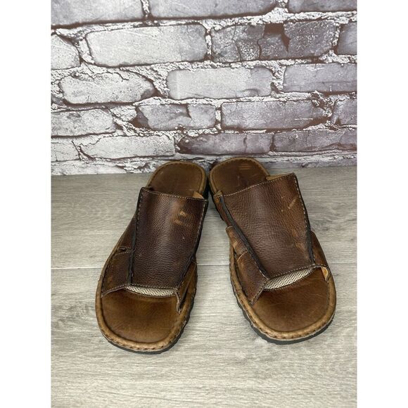 Rockport Brown Leather Cushion Open Toe Casual Slides Sandals Men Sz 11M US/44EU - Picture 4 of 16